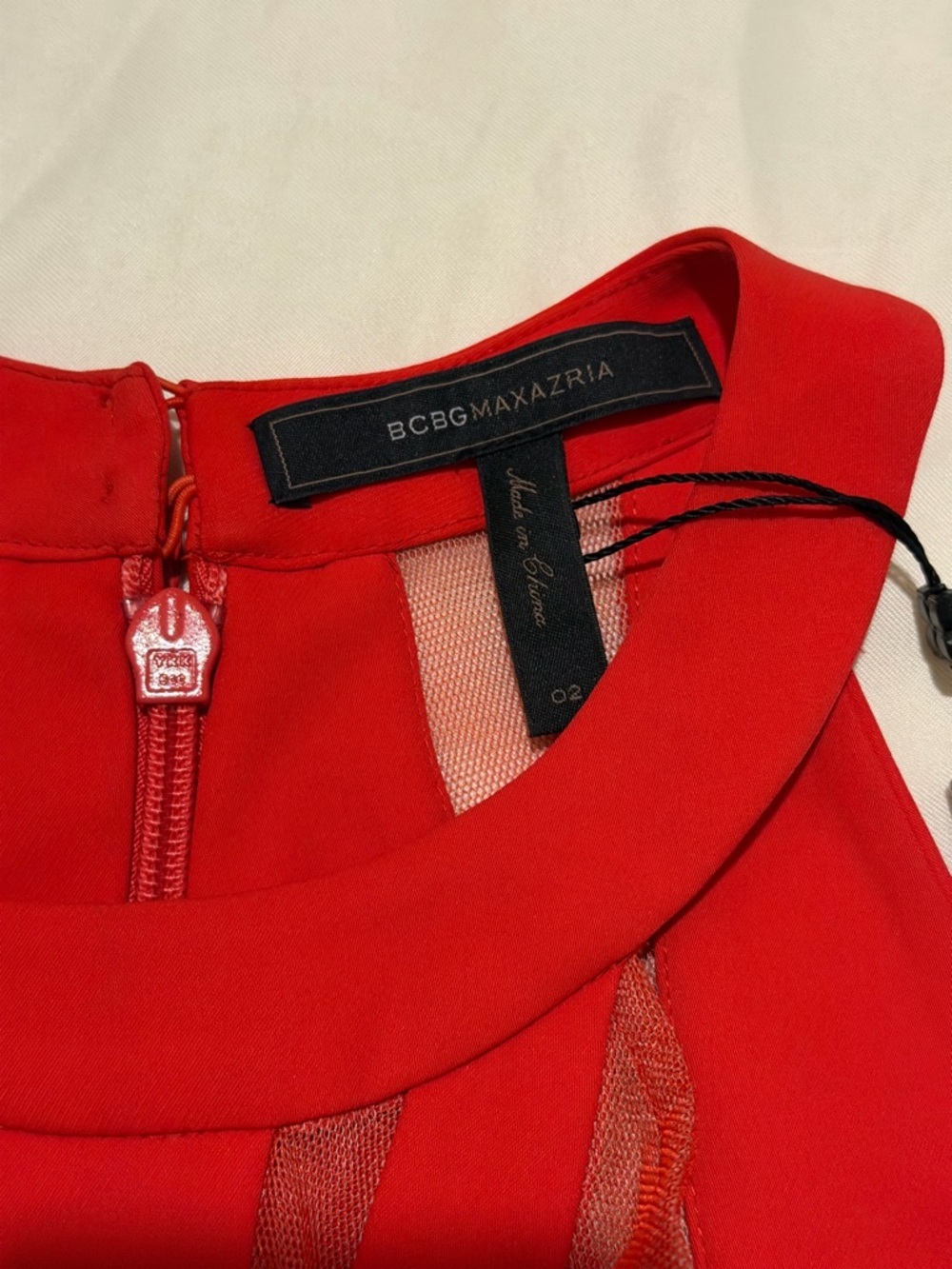 BCBGMaxAzria Red Mesh-Panel Halter Skater Dress,NWT - Picture 5 of 16